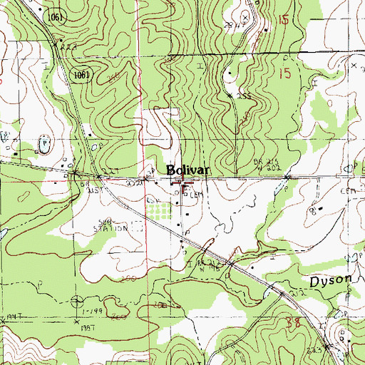 Topographic Map of Bolivar Baptist Church, LA