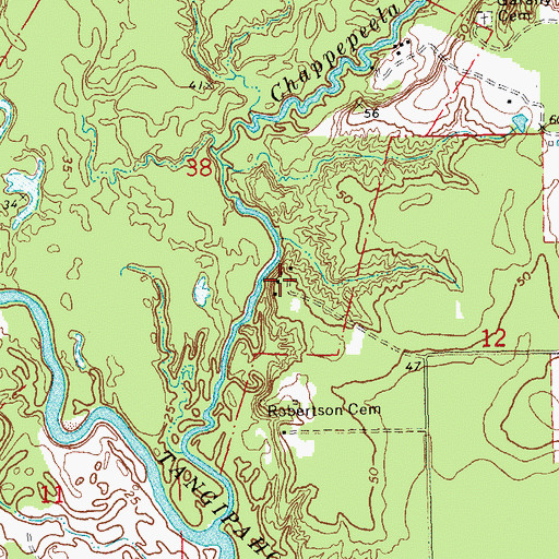 Topographic Map of Camp Chemekete, LA