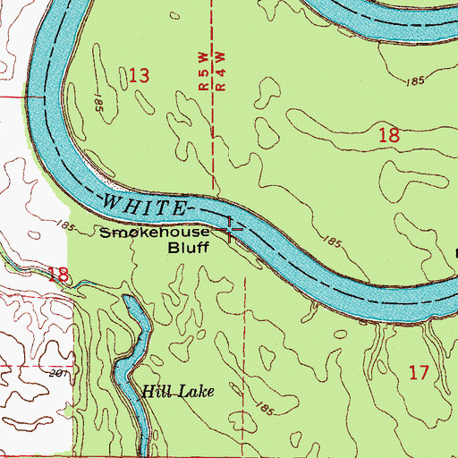 Topographic Map of Smokehouse Bluff, AR