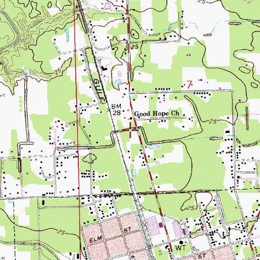 Topographic Map of Church of Christ, LA
