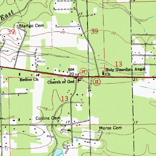 Topographic Map of Church of God, LA