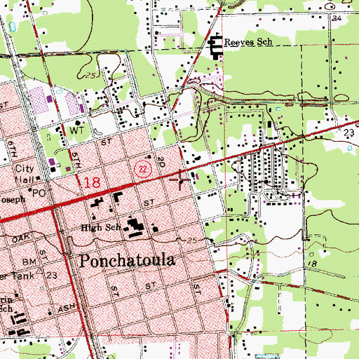Topographic Map of Church of God of Prophecy, LA