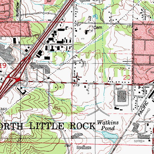 Topographic Map of Smoky Lane Church, AR
