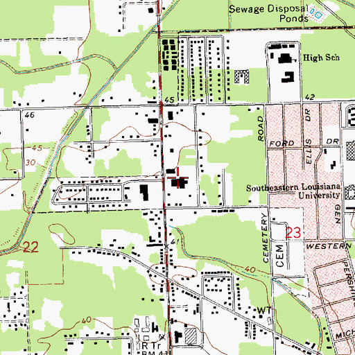 Topographic Map of College Town Shopping Center, LA