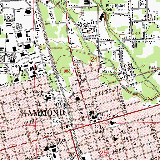 Topographic Map of Emmanuel Seventh Day Adventist Church, LA