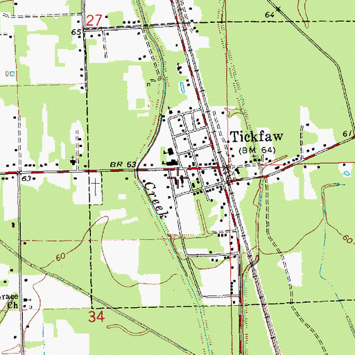 Topographic Map of First Baptist Church of Tickfaw, LA