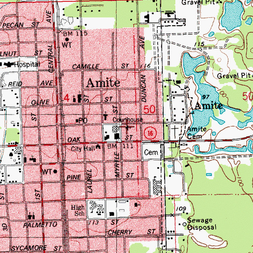 Topographic Map of First Southern Methodist Church, LA