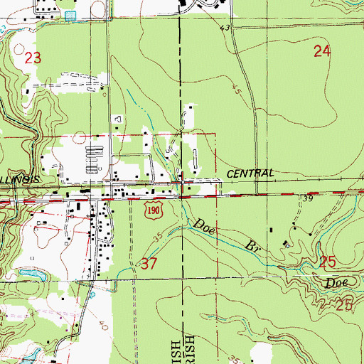 Topographic Map of Gamble Spur, LA