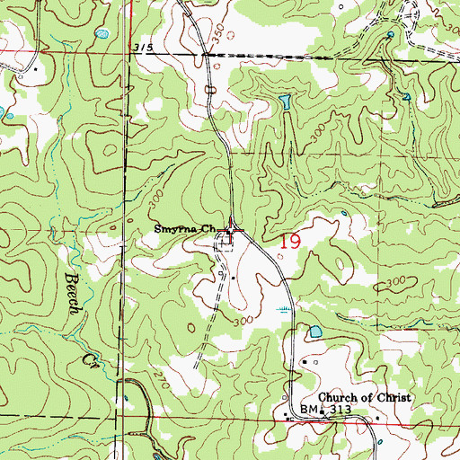 Topographic Map of Smyrna Church, AR
