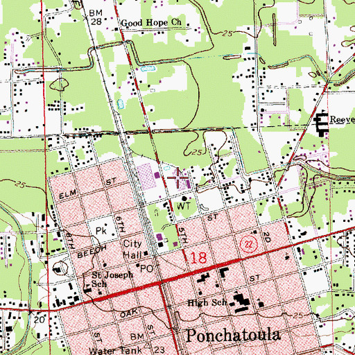 Topographic Map of Gateway Shopping Center, LA