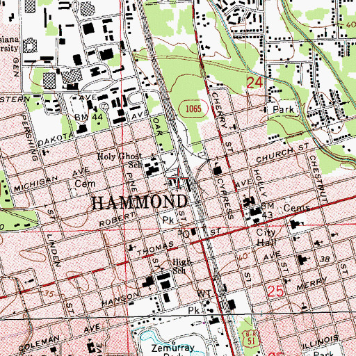 Topographic Map of Grace Memorial Episcopal Church, LA