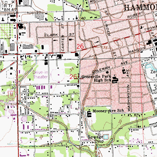 Topographic Map of Greater Love Church of God in Christ, LA