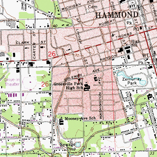 Topographic Map of Greenfield Baptist Church, LA