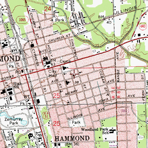 Topographic Map of Hanson Avenue Church of God, LA
