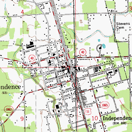 Topographic Map of Independence Historic District, LA