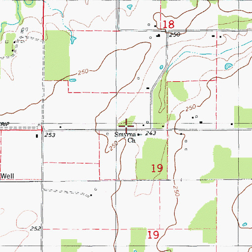 Topographic Map of Smyrna Church, AR