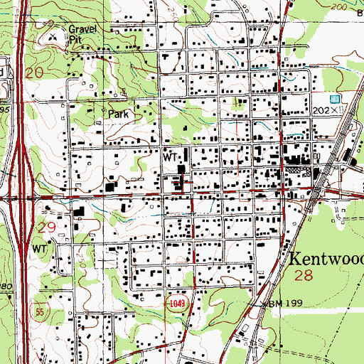 Topographic Map of Kentwood Elementary School, LA