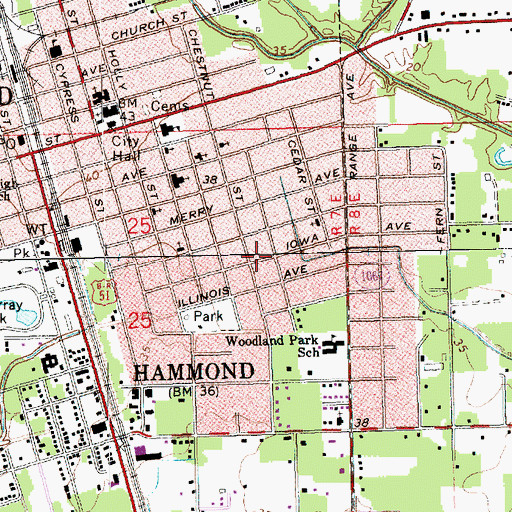 Topographic Map of Liberty Baptist Church, LA