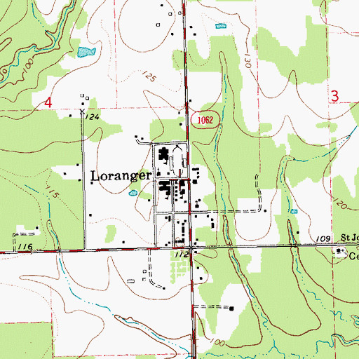 Topographic Map of Loranger Elementary School, LA