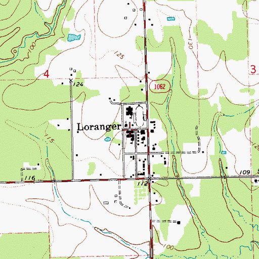 Topographic Map of Loranger Middle School, LA