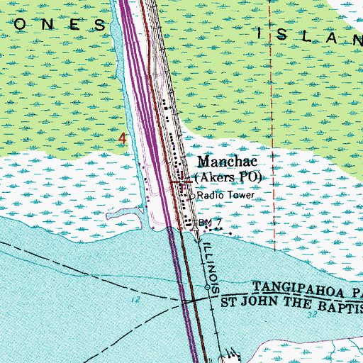 Topographic Map of Manchac Baptist Church, LA