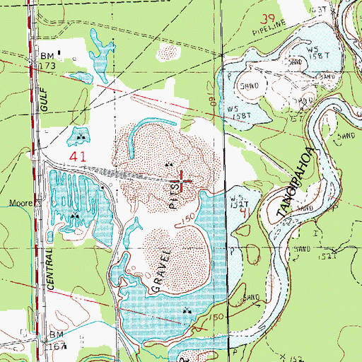 Topographic Map of Mitchell, LA