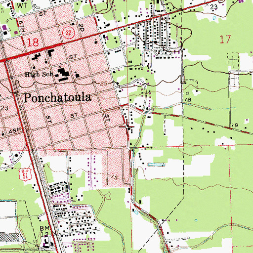 Topographic Map of Mount Bethel Independent Methodist Church, LA