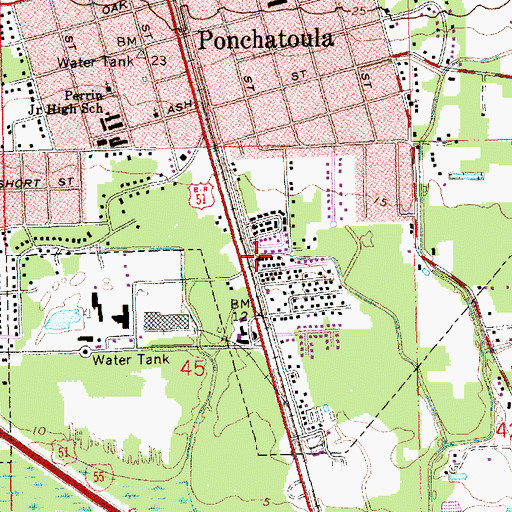 Topographic Map of Mount Pilgrim Baptist Church, LA