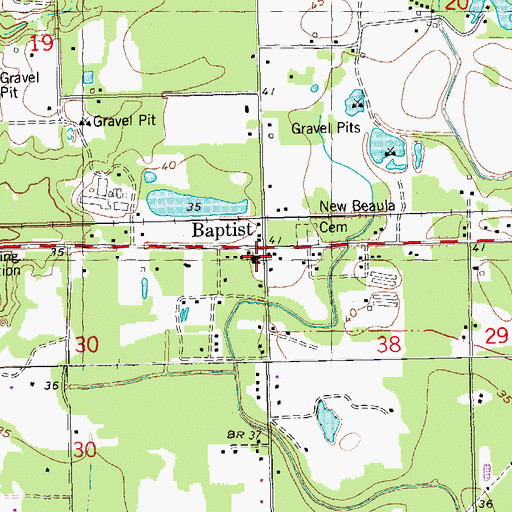 Topographic Map of New Beulah Baptist Church, LA