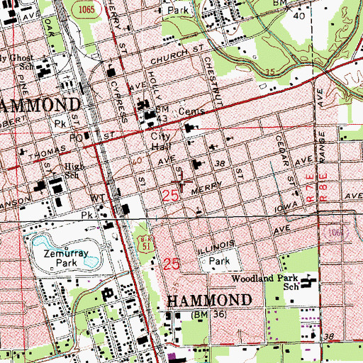 Topographic Map of New Home Temple of Praise, LA