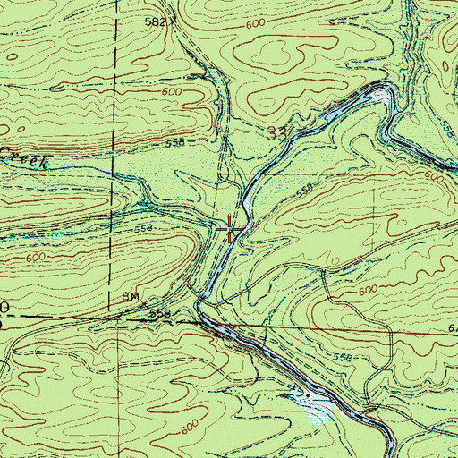 Topographic Map of Snake Creek, AR