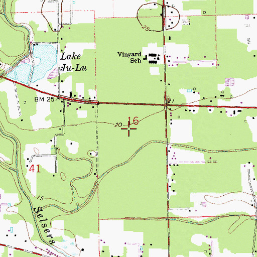 Topographic Map of Ponchatoula High School, LA