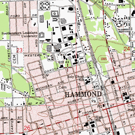 Topographic Map of Saint Albert the Great Catholic Church, LA