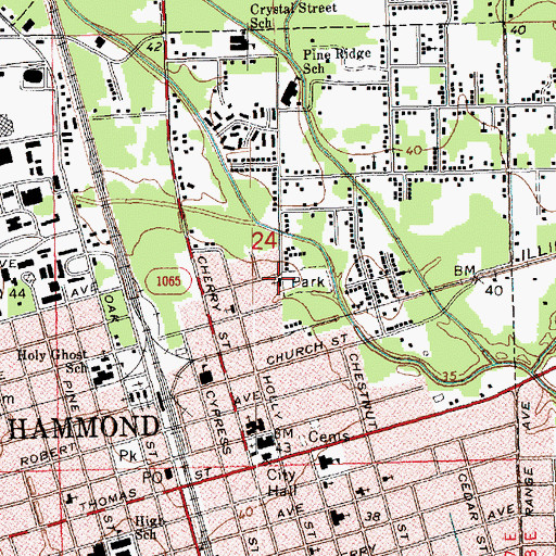 Topographic Map of Saint Paul Baptist Church, LA