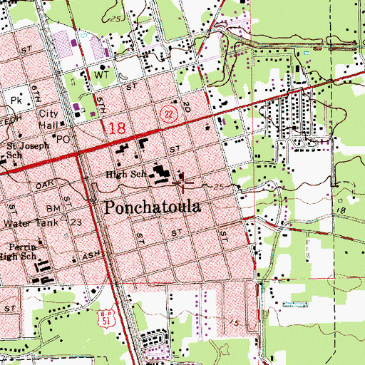 Topographic Map of Tucker Elementary School, LA