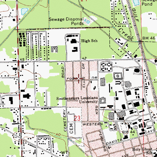 Topographic Map of University Place, LA