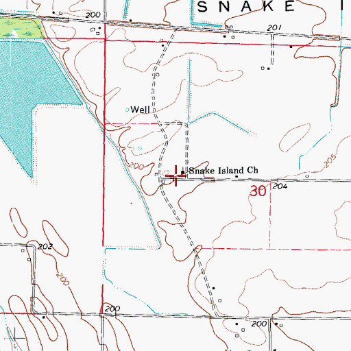 Topographic Map of Snake Island Church, AR