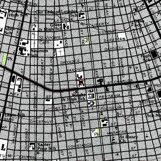 Topographic Map of Academy of the Sacred Heart School, LA