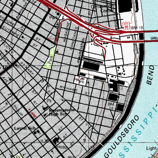 Topographic Map of Annunciation Square, LA