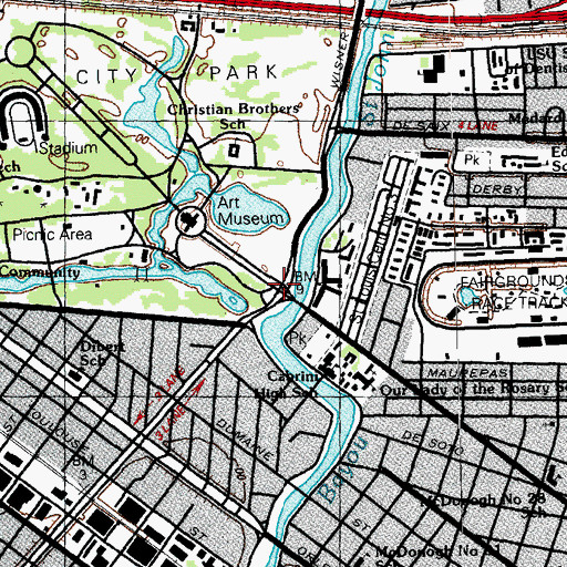 Topographic Map of Beauregard Monument, LA