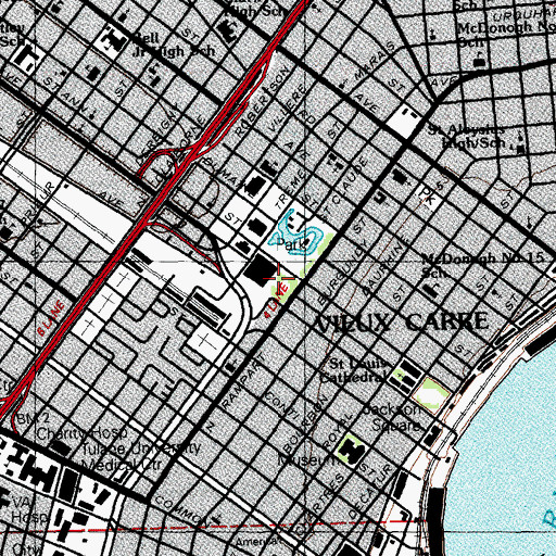 Topographic Map of Beauregard Square, LA