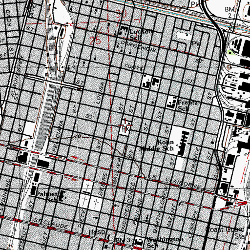 Topographic Map of Bunny Friend Playground, LA