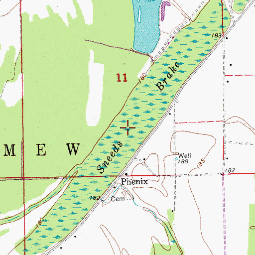 Topographic Map of Sneeds Brake, AR