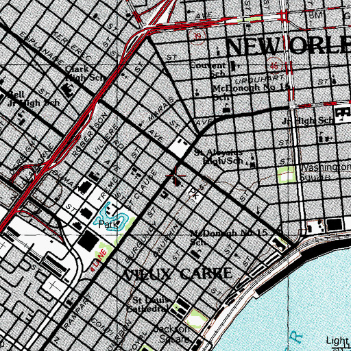 Topographic Map of The Center of Jesus the Lord, LA
