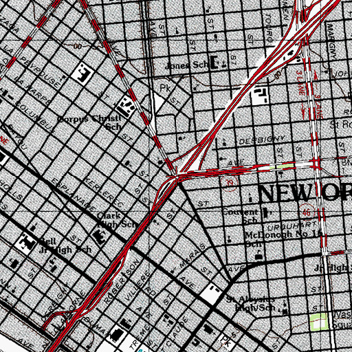 Topographic Map of Claiborne Circle (historical), LA