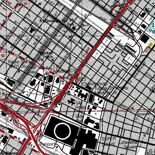 Topographic Map of Claiborne Market, LA