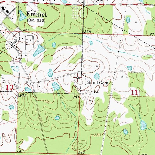 Topographic Map of Snell Cemetery, AR