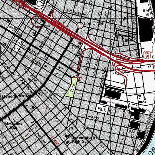 Topographic Map of Coliseum Place Baptist Church, LA
