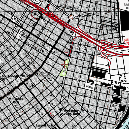 Topographic Map of Coliseum Square, LA