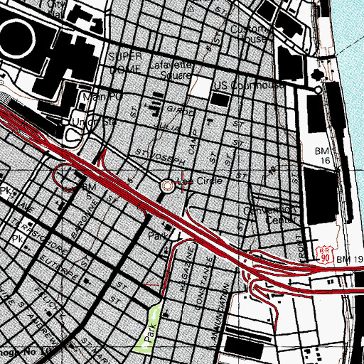 Topographic Map of Confederate Memorial Hall, LA
